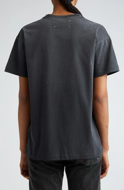 Maison Margiela Black T-shirt With Logo Embroidery In Washed Black