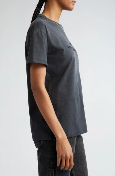 Maison Margiela Black T-shirt With Logo Embroidery In Washed Black