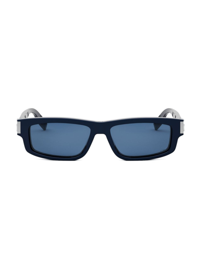 Shop Dior Men's Cd Icon S2i 55mm Rectangular Sunglasses In Blue Light Blue