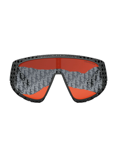 Shop Dior Men's 3d M1u Mask Sunglasses In Black Smoke Logo Mirror