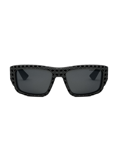 Shop Dior Men's 3d S1i 57mm Square Sunglasses In Black Smoke Polarized