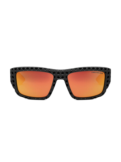 Shop Dior Men's 3d S1i 57mm Square Sunglasses In Matte Black Orange Mirror