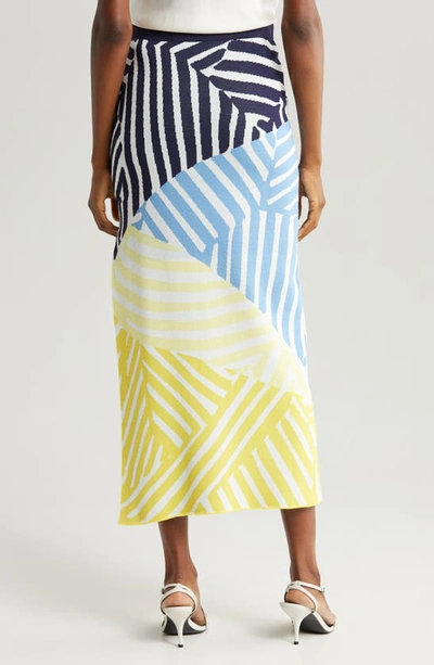 Shop Staud Giovanni Colorblock Stripe Maxi Sweater Skirt In Mosaic Multi