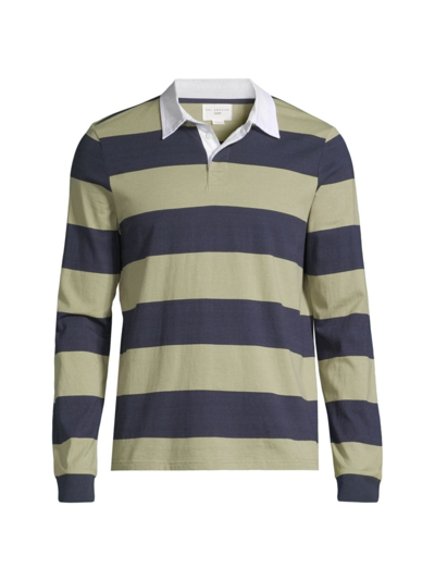 Shop Sol Angeles Men's Striped Cotton Long-sleeve Polo Shirt In Fatigue Indigo Stripe