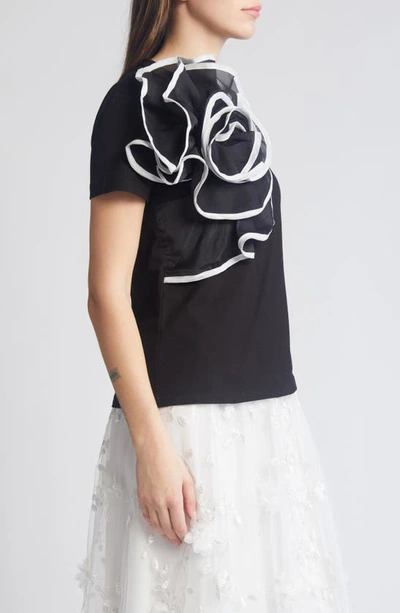 Nikki Lund Florence 3d Flower T-shirt In Black