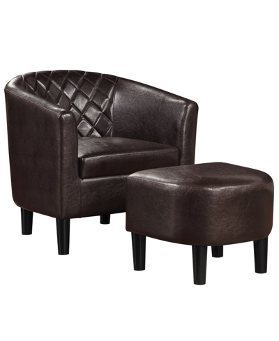 Shop Convenience Concepts 27.75" Faux Leather Roosevelt Accent Chair With Ottoman In Espresso Faux Leather