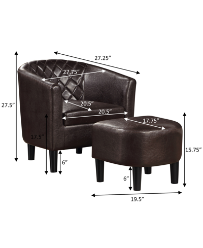 Convenience Concepts 27.75" Faux Leather Roosevelt Accent Chair With Ottoman In Espresso Faux Leather