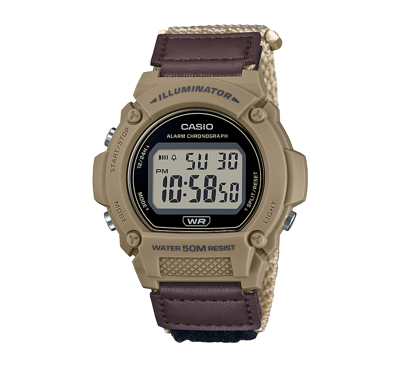 Shop Casio Men's Digital Tan Nylon Watch, 47.0mm, W219hb-5av