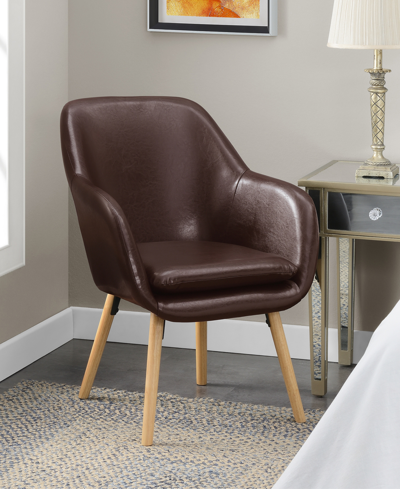 Convenience Concepts 25.25" Faux Leather Charlotte Wingback Upholstered Accent Armchair In Espresso Faux Leather