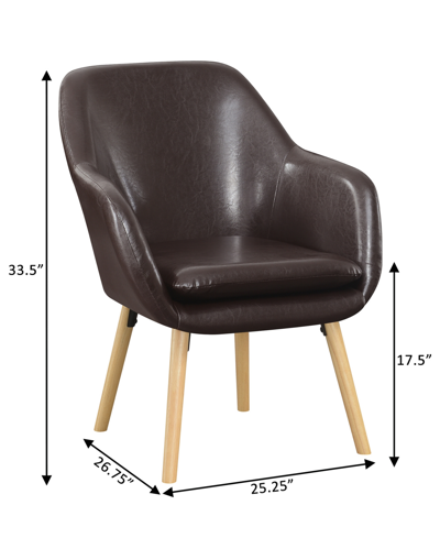 Convenience Concepts 25.25" Faux Leather Charlotte Wingback Upholstered Accent Armchair In Espresso Faux Leather