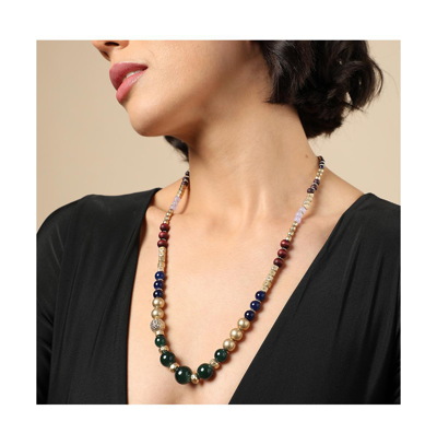 Shop Sohi Women's Block Beaded Necklace In Black