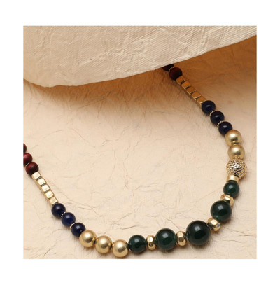 Shop Sohi Women's Block Beaded Necklace In Black