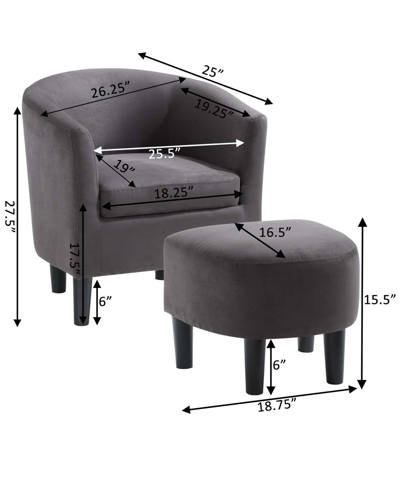 Convenience Concepts 26.25" Microfiber Churchill Accent Chair With Ottoman In Dark Gray Microfiber