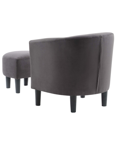 Convenience Concepts 26.25" Microfiber Churchill Accent Chair With Ottoman In Dark Gray Microfiber
