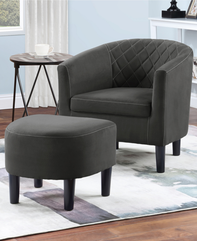Shop Convenience Concepts 27.75" Microfiber Roosevelt Accent Chair With Ottoman In Dark Gray Microfiber