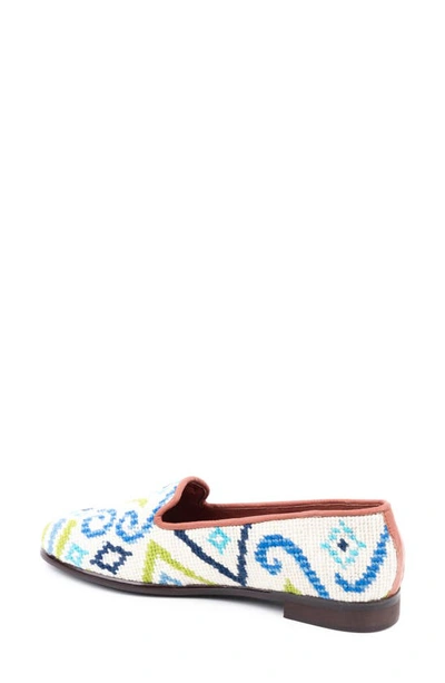 Shop Bypaige Geometric Needlepoint Loafer In Blue/ Green