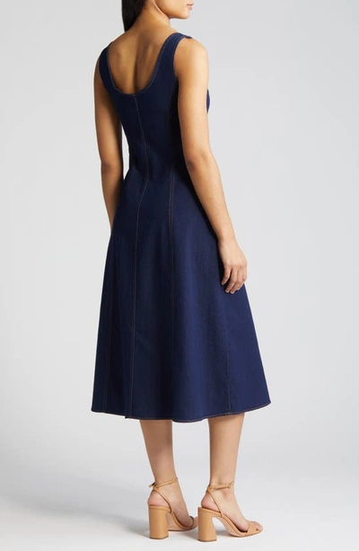 Shop Anne Klein Denim A-line Dress In Metropolitan Wash