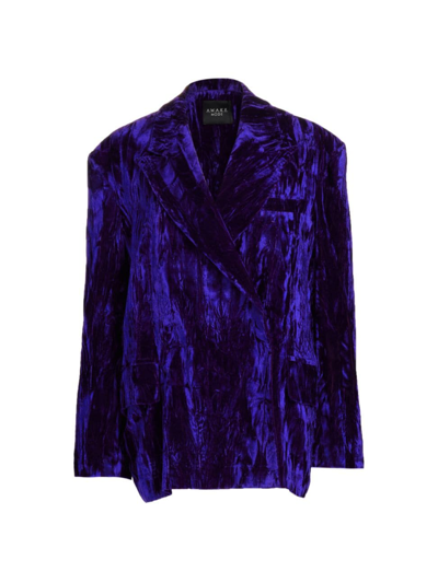 Shop A.w.a.k.e. Women's Tailored Loose-fit Velvet Blazer In Purple