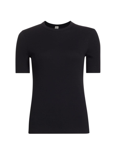Shop Totême Women's Classic Ribbed Jersey Tee In Black