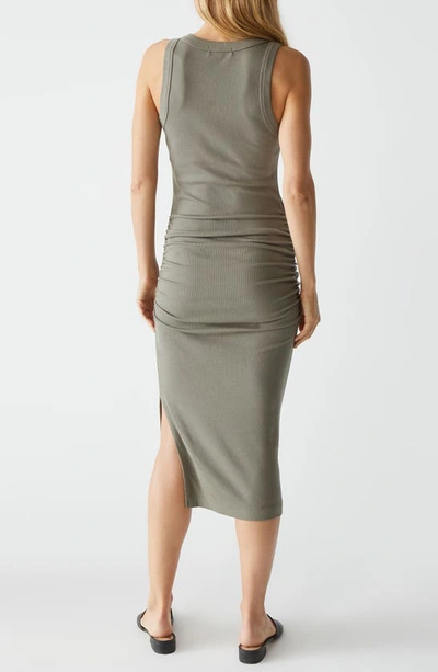 Shop Michael Stars Wren Side Slit Sleeveless Body-con Midi Dress In Olive