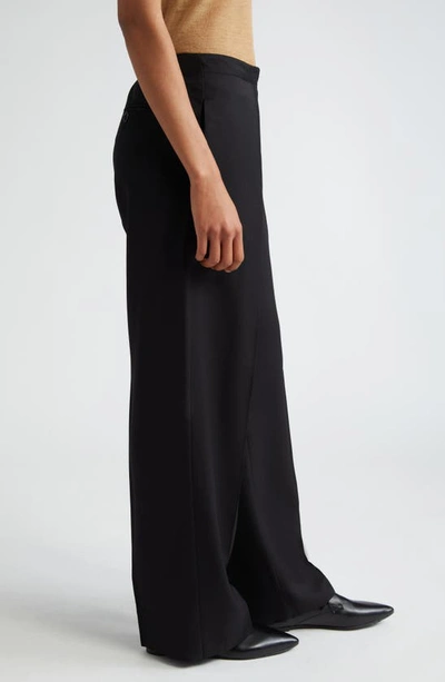 Acne Studios Pernille Herringbone Jacquard Pleated Wide Leg Trousers In Black