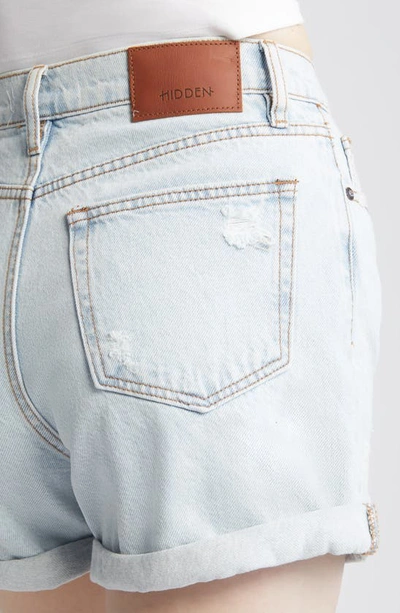 Hidden Jeans High Waist Rolled Cuff Denim Shorts In Light Wash
