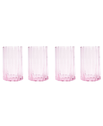 Shop Jeanne Fitz Scalloped Rim Fluted Tall Tumbler Glass, Set Of 4 In Pink