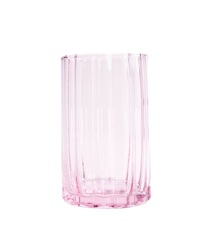 Shop Jeanne Fitz Scalloped Rim Fluted Tall Tumbler Glass, Set Of 4 In Pink