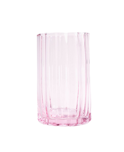 Jeanne Fitz Scalloped Rim Fluted Tall Tumbler Glass, Set Of 4 In Pink