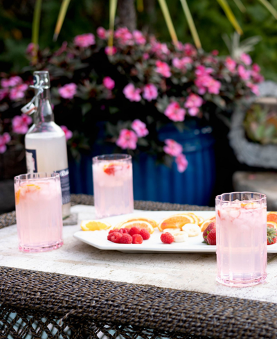 Jeanne Fitz Scalloped Rim Fluted Tall Tumbler Glass, Set Of 4 In Pink