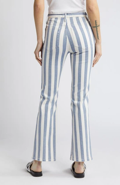 Shop Frame Le Easy Mid Rise Flare Jeans In Clear Blue Stripe