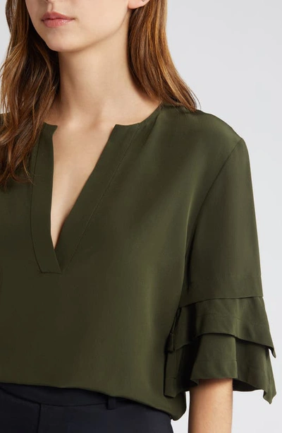 Shop Frame Tiered Ruffle Top In Willow Green