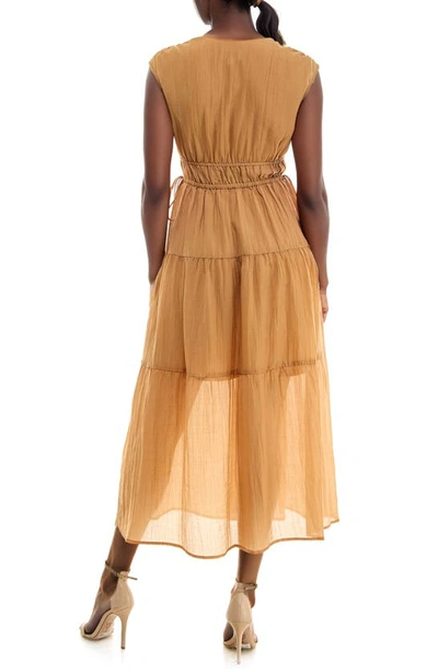 Shop Socialite Crinkle Woven Midi Dress In Taos Taupe