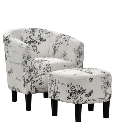 Shop Convenience Concepts 26.25" Print Canvas Churchill Accent Chair With Ottoman In Botanical Print