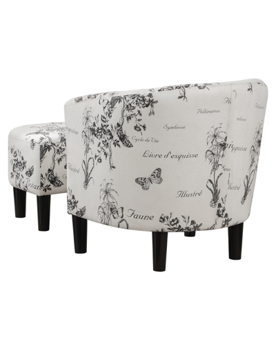Convenience Concepts 26.25" Print Canvas Churchill Accent Chair With Ottoman In Botanical Print