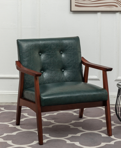 Convenience Concepts 27.5" Faux Leather Natalie Accent Chair In Hunter Green Faux Leather,espresso