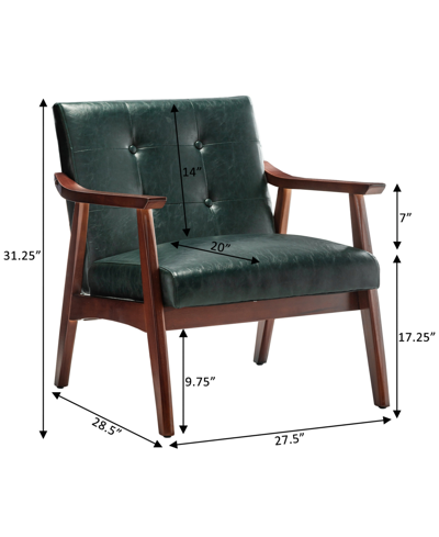 Convenience Concepts 27.5" Faux Leather Natalie Accent Chair In Hunter Green Faux Leather,espresso