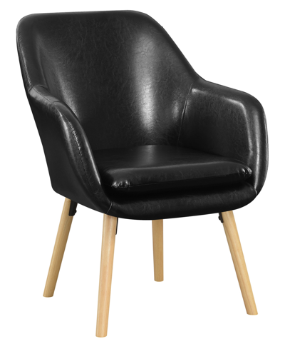 Shop Convenience Concepts 25.25" Faux Leather Charlotte Wingback Upholstered Accent Armchair In Black Faux Leather