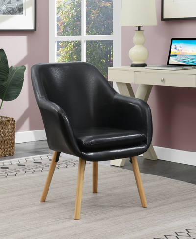 Convenience Concepts 25.25" Faux Leather Charlotte Wingback Upholstered Accent Armchair In Black Faux Leather