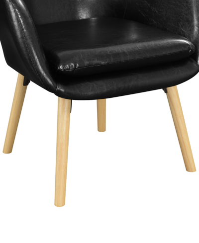 Convenience Concepts 25.25" Faux Leather Charlotte Wingback Upholstered Accent Armchair In Black Faux Leather