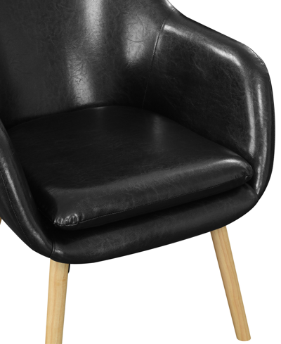 Convenience Concepts 25.25" Faux Leather Charlotte Wingback Upholstered Accent Armchair In Black Faux Leather