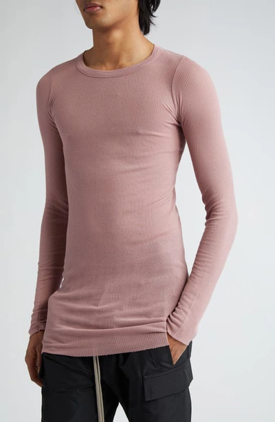 Shop Rick Owens Forever Rib Jersey T-shirt In Dusty Pink