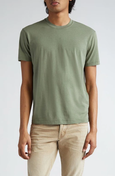 Tom Ford Cotton Jersey Crewneck T-shirt In Pale Army