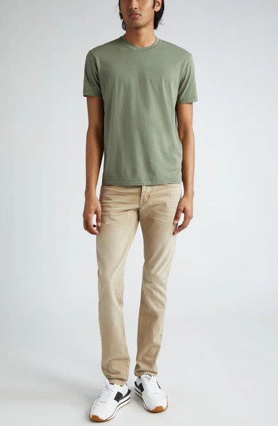 Shop Tom Ford Short Sleeve Crewneck T-shirt In Pale Army