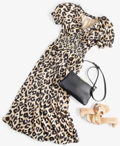 Shop On 34th Womens Satin Chiffon Leopard Midi Dress Redelle Small Crossbody Beatris H Band Dress Sandals Created In Travertine
