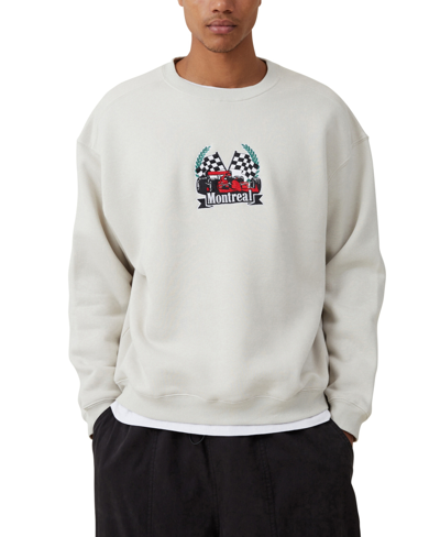 Shop Cotton On Men's Box Fit Graphic Crew Sweater In Bone,championship Multi Logos