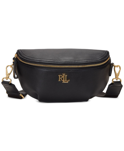Shop Lauren Ralph Lauren Leather Marcy Small Belt Bag In Black