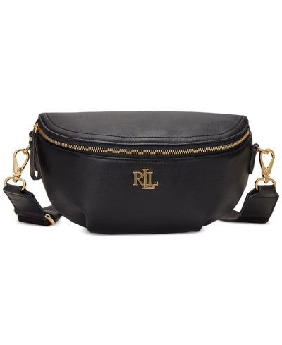 Ralph Lauren Leather Marcy Small Belt Bag In Black