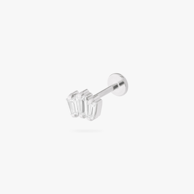 Studs Crown Baguette Flatback Stud In Silver