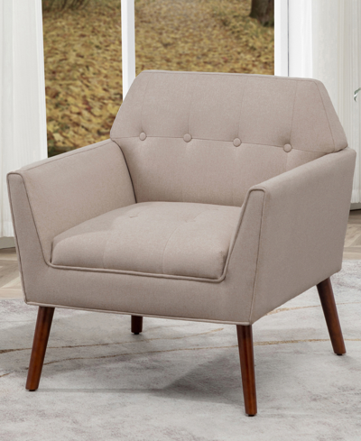Convenience Concepts 30" Polyester Andy Mid Century Modern Accent Lounge Armchair In Sandy Beige Fabric,espresso